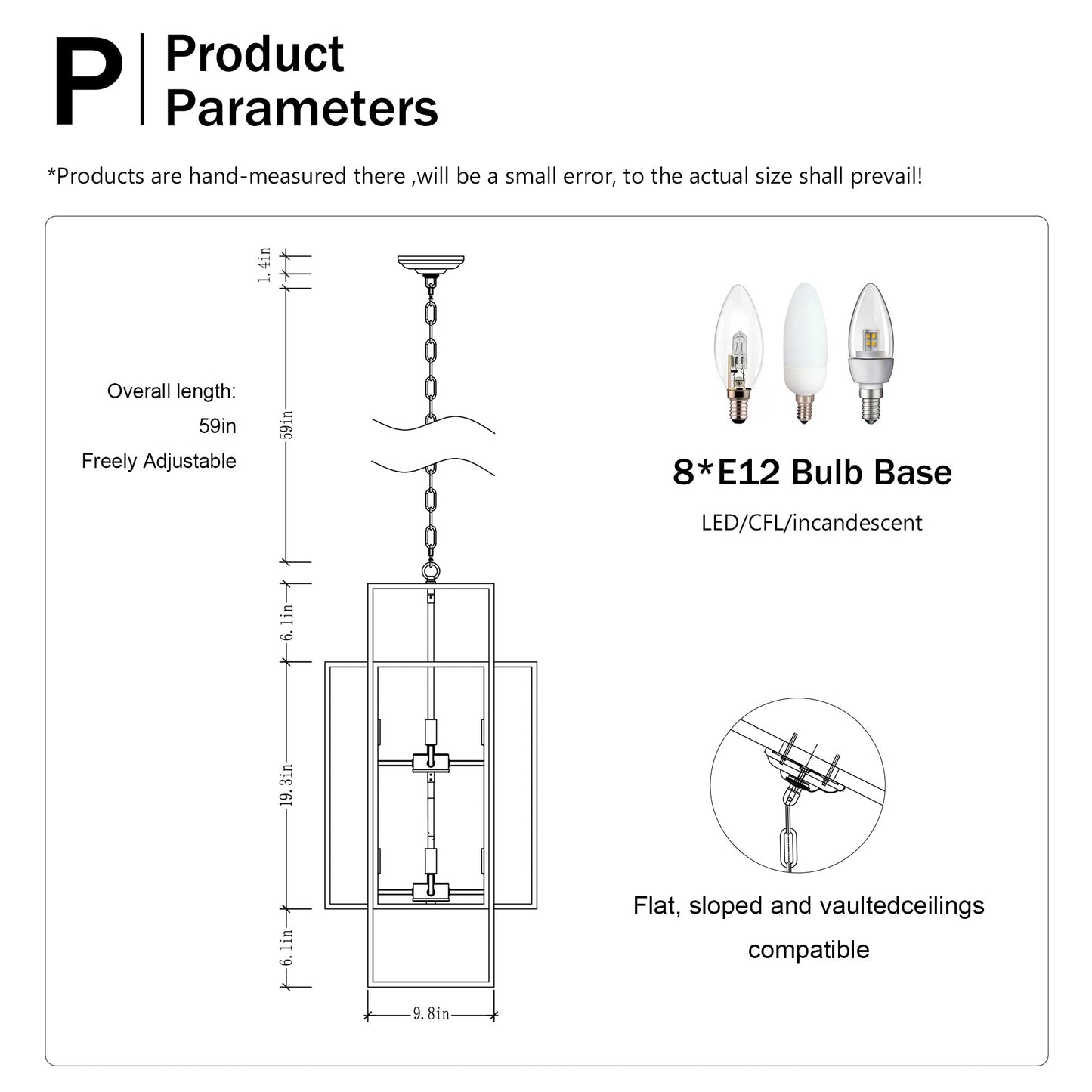 8-Light Metal Lantern Tiered Pendant Hanging Light Fixtures Inkedjoy