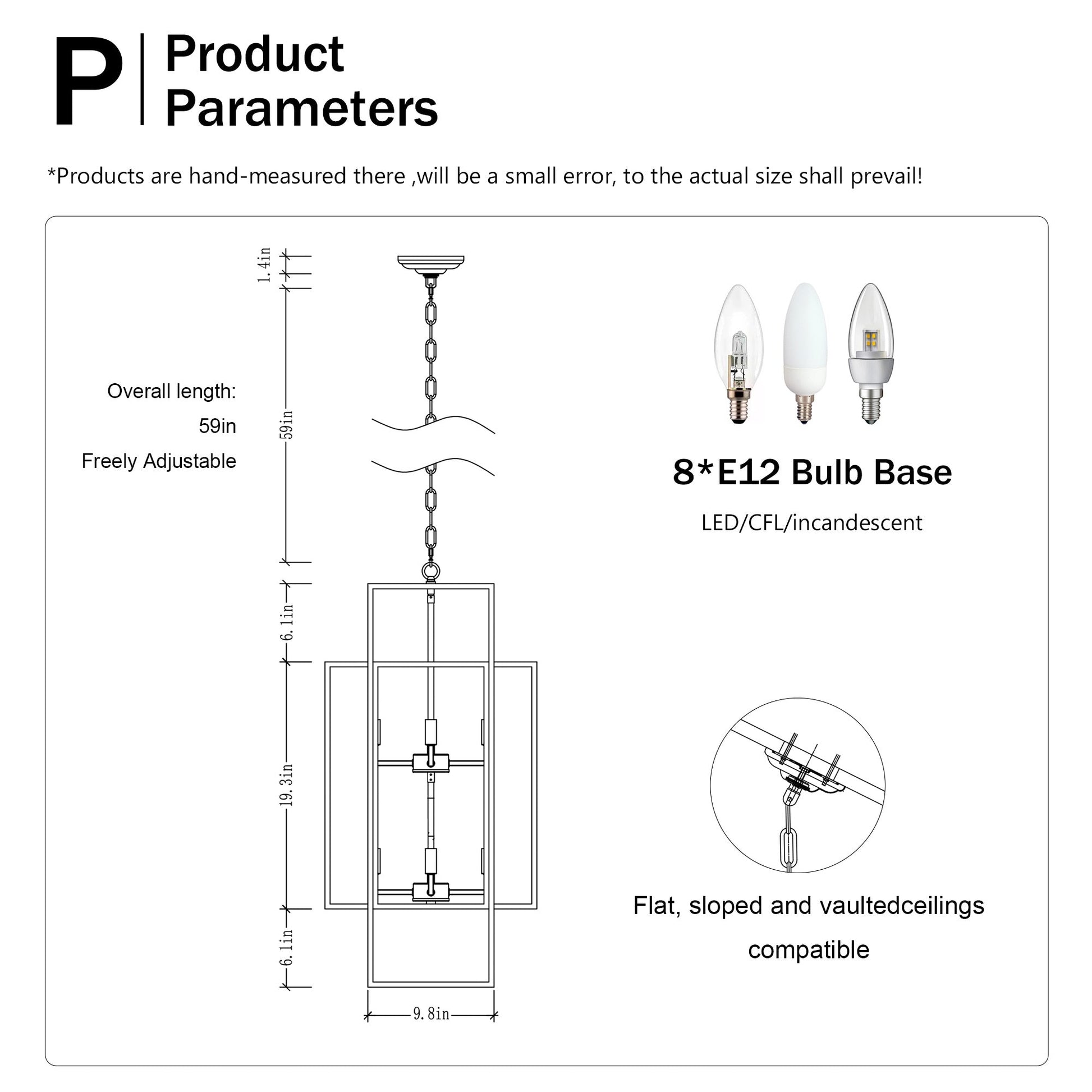 8-Light Metal Lantern Tiered Pendant Hanging Light Fixtures Inkedjoy