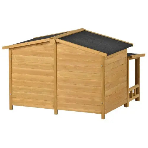 Large Wooden Dog House Outdoor Hut Style With Porch, 2 Doors My Store