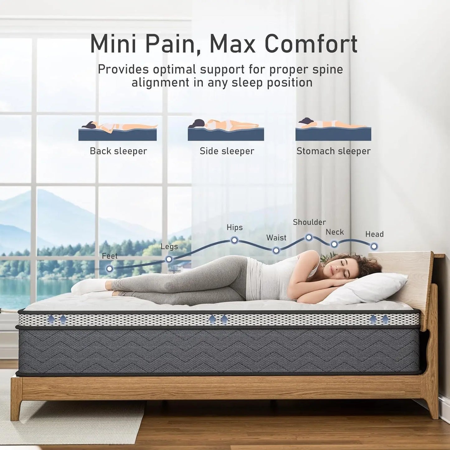 Twin Hybrid Innerspring Mattress, Plush Mattress Foam Spring Mattress, Single Bed Mattress In Box With Stress Relief,  Double Mattress With Medium Firmness My Store