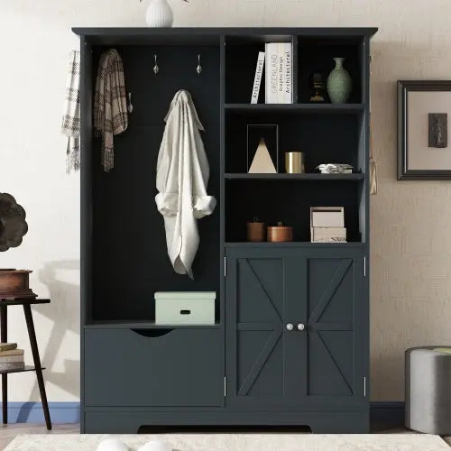 Multi-functional Hall Tree With Storage Shelves Drawers And Cabinet, Elegant Hallway Shoe Cabinet With Bench, Modern Coat Rack With Hooks For Hallway Entryways My Store