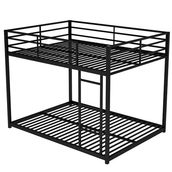 Full Metal Bunk Bed, Low Bunk Bed With Ladder, Black My Store
