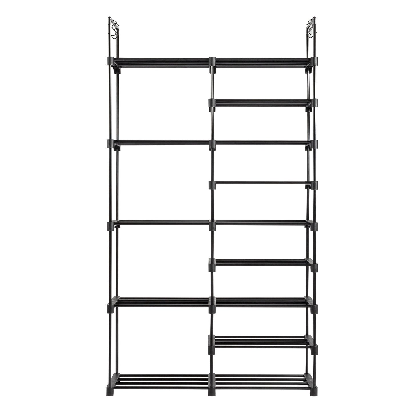 FCH Double Row 9-Layer Shoe Rack With Handles, 85.7x29.8x158cm Black Inkedjoy