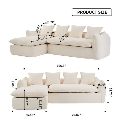 Comfy Sectional L-Shape Sofa Couch With Chaise My Store