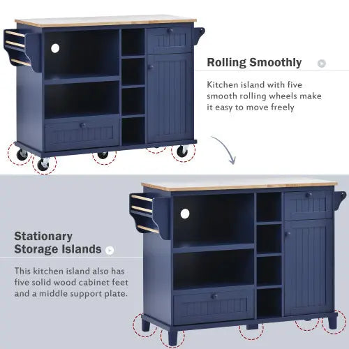 Kitchen Island Cart With Storage Cabinet And Two Locking Wheels My Store