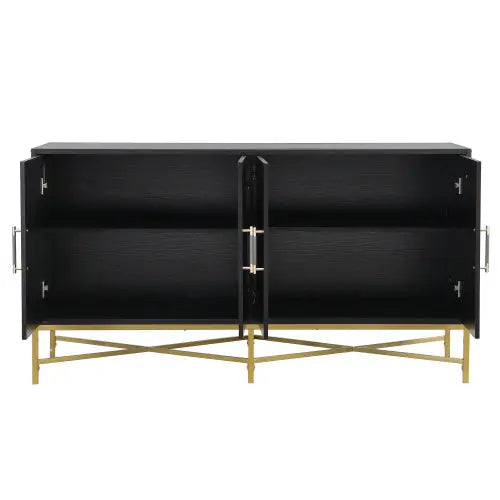 Four Door Cabinet With Metal And Crossed Leg Design My Store