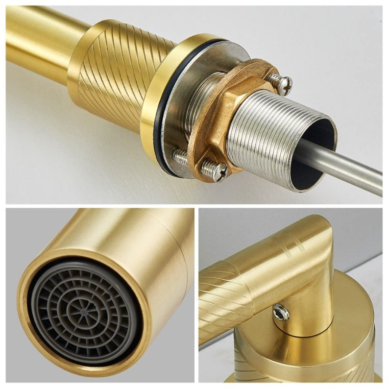 2 Handle 8 Inch Bathroom Sink Faucets Stainless Steel- Brushed Gold Ohberri