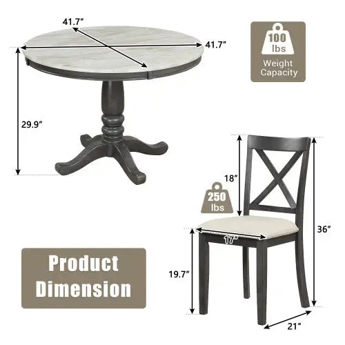 5 Pieces Dining Table And Chairs Set For 4 Persons My Store