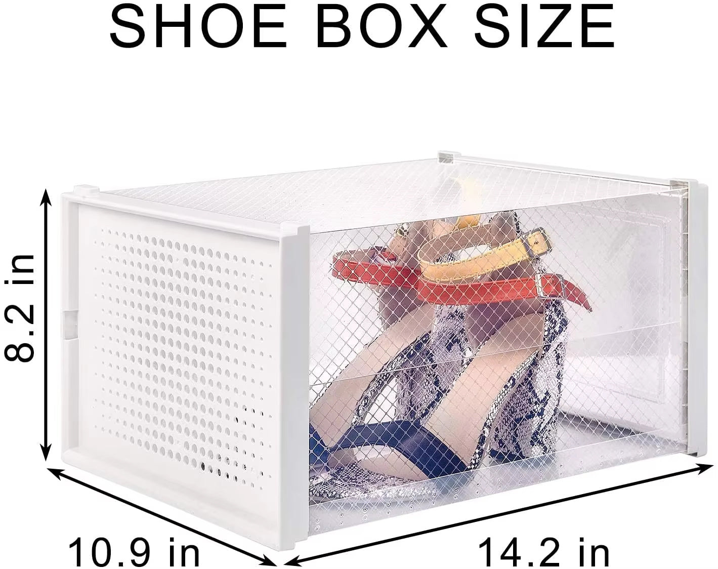 12 Pack Clear White Stackable Storage Shoe Box Inkedjoy