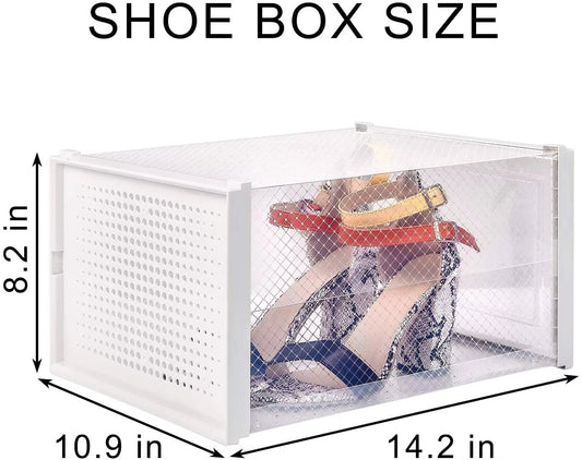 12 Pack Clear White Stackable Storage Shoe Box Inkedjoy