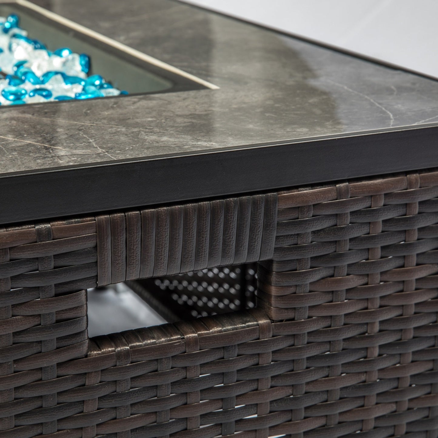 Outdoor Fire Table Propane Pit Rattan With Tile Tabletop Inkedjoy