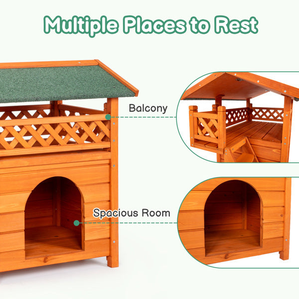 Cat house 2-layer Fence, Green Asphalt Roof My Store