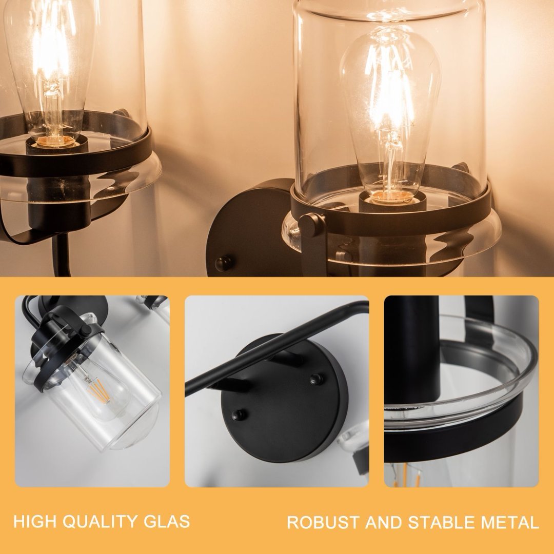2-Light With Clear Glass Shade,Modern Sconce My Store