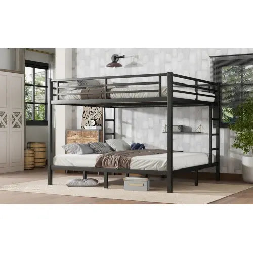 Metal King Over King Bunk Bed-Black My Store