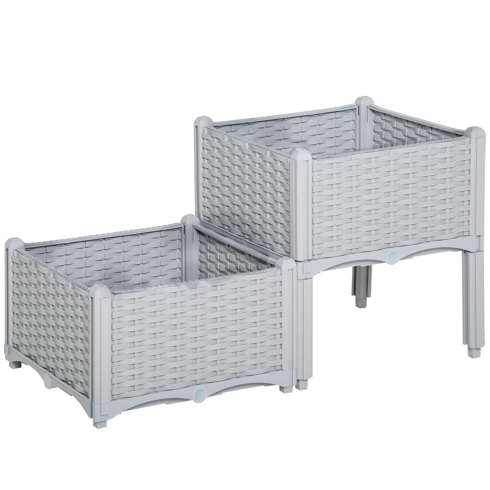 2-Piece Raised Garden Bed With Legs, Self-Watering Planter Box Raised Bed To Grow Flowers My Store