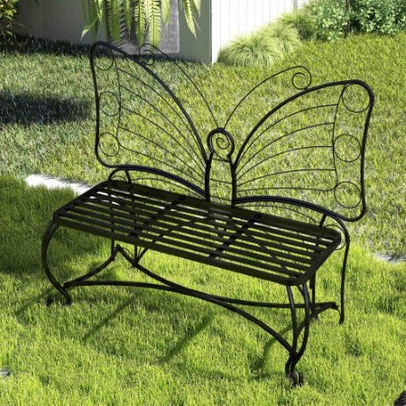 Butterfly Cast Metal Garden Bench Inkedjoy
