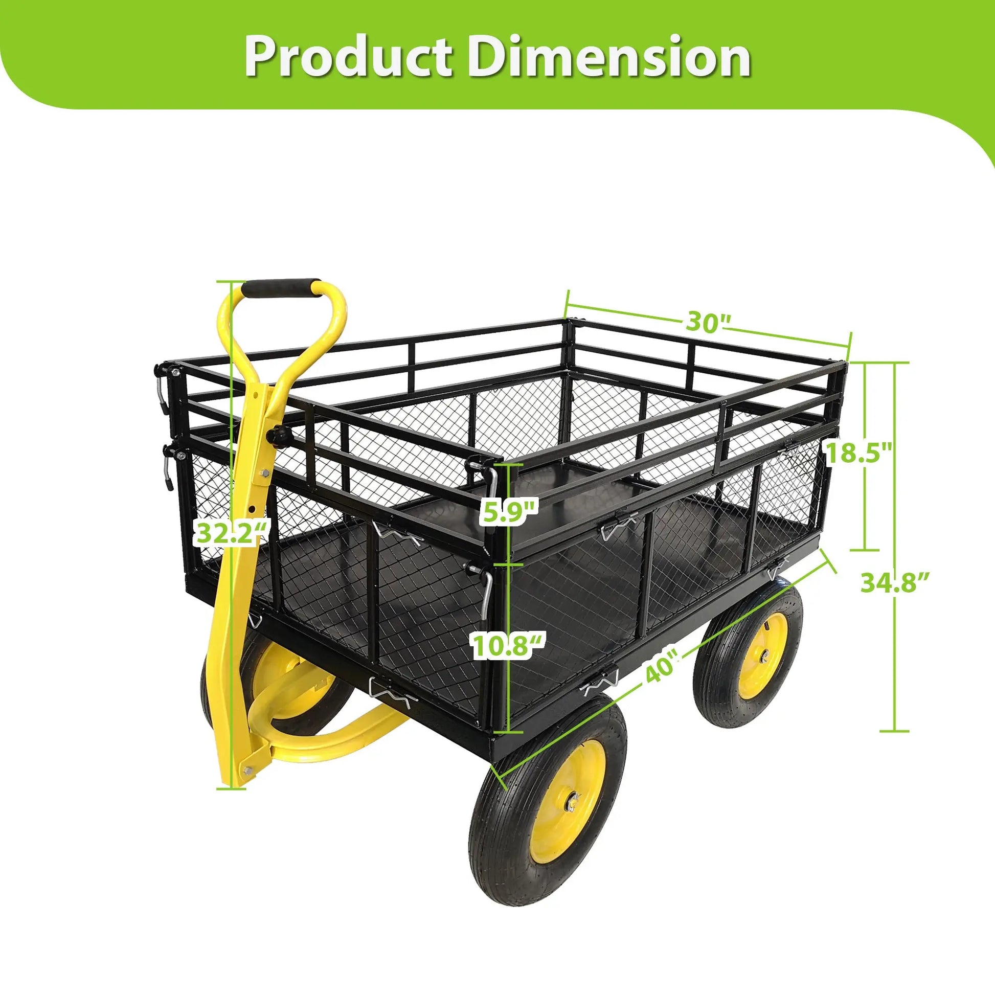 Steel Garden Cart, Heavy Duty 1400 Lbs Capacity My Store