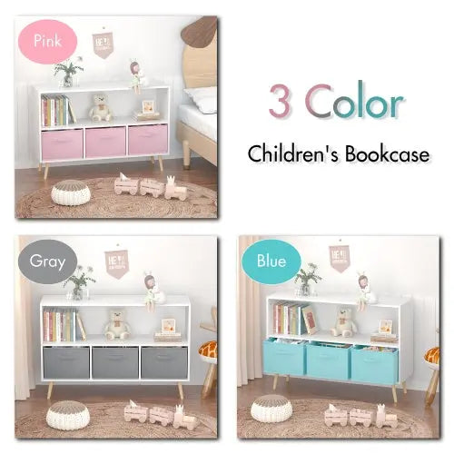 Fiberboard Children's Bookshelf With Foldable Fabric Drawers My Store