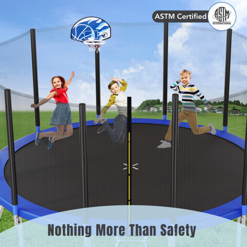 16FT Trampoline For Kids With Safety Enclosure Net, Basketball Hoop And Ladder My Store