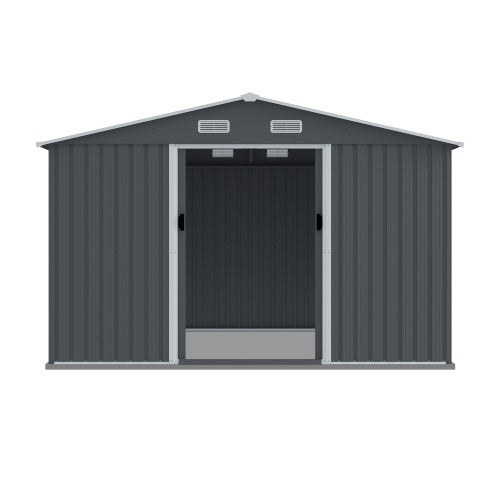 Outdoor Storage Shed 8 X 10 FT Large Metal Tool Sheds Heavy Duty Storage Grey My Store