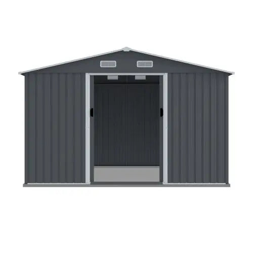 Outdoor Storage Shed 8 X 10 FT Large Metal Tool Sheds  Heavy Duty Storage Grey My Store