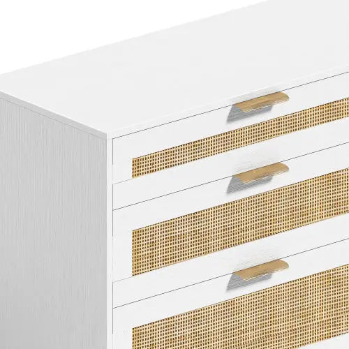 Rattan Dresser With 6 Drawers -White My Store