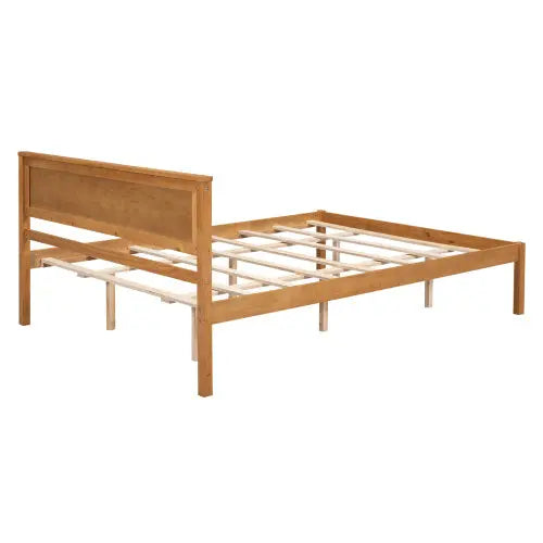 Platform Bed Frame With Headboard, Wood Slat Support, No Box Spring Needed, Queen, Oak My Store