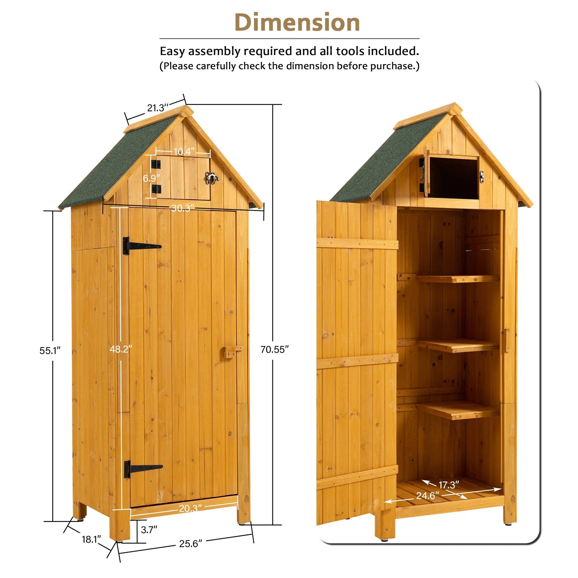 Outdoor Storage Cabinet Tool Shed Wooden Garden Shed Natural My Store