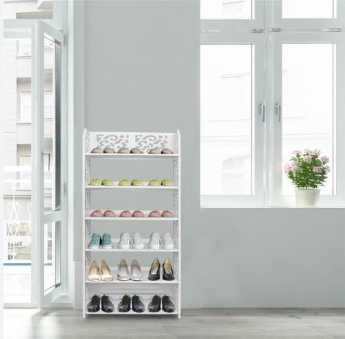 Wood Plastic Board-6 Layer Carved Shoe Rack Inkedjoy