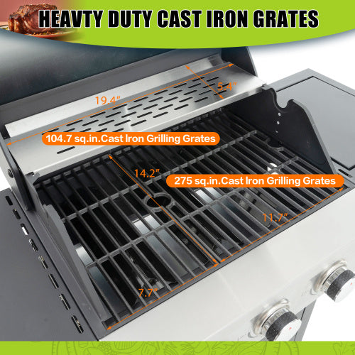 Propane Grill 3 Burner Barbecue Grill Stainless Steel Gas Grill With Side Burner Black And Silver Inkedjoy