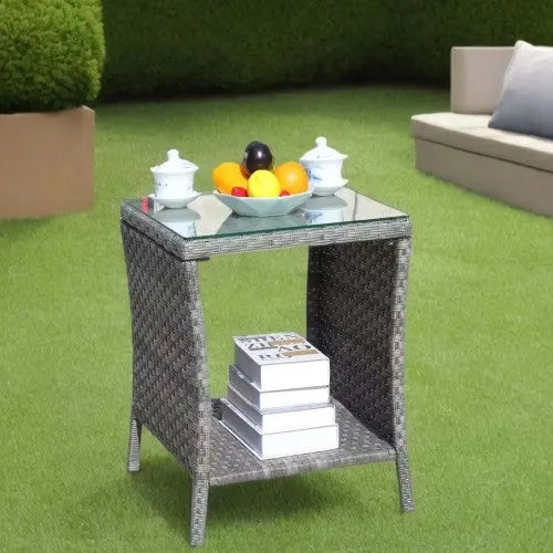 Outdoor Patio Furniture 1 Coffee Table With Clear Tempered Glass My Store