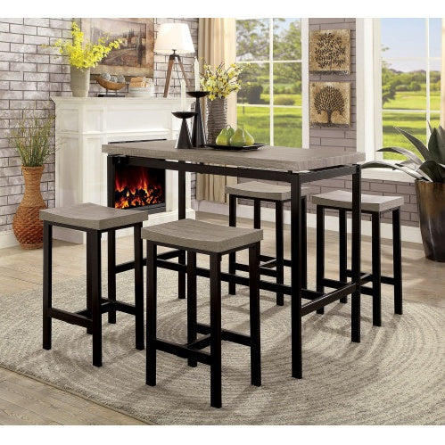 5 Pc Counter Height Table Set Two Tone Design Black Gray Dining Chairs Inkedjoy