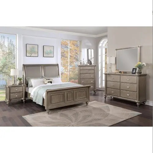 Antique Silver Champagne Finish Dresser W Mirror My Store