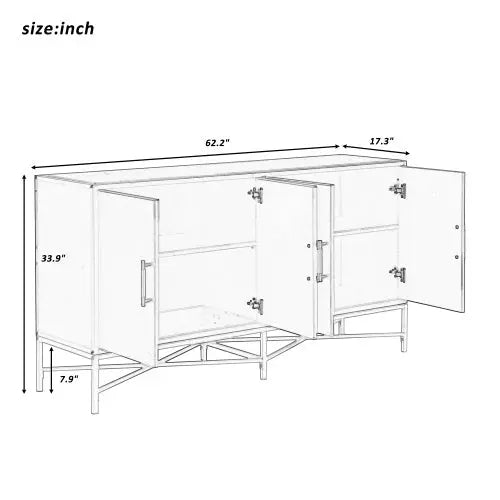 Four Door Cabinet With Metal And Crossed Leg Design My Store