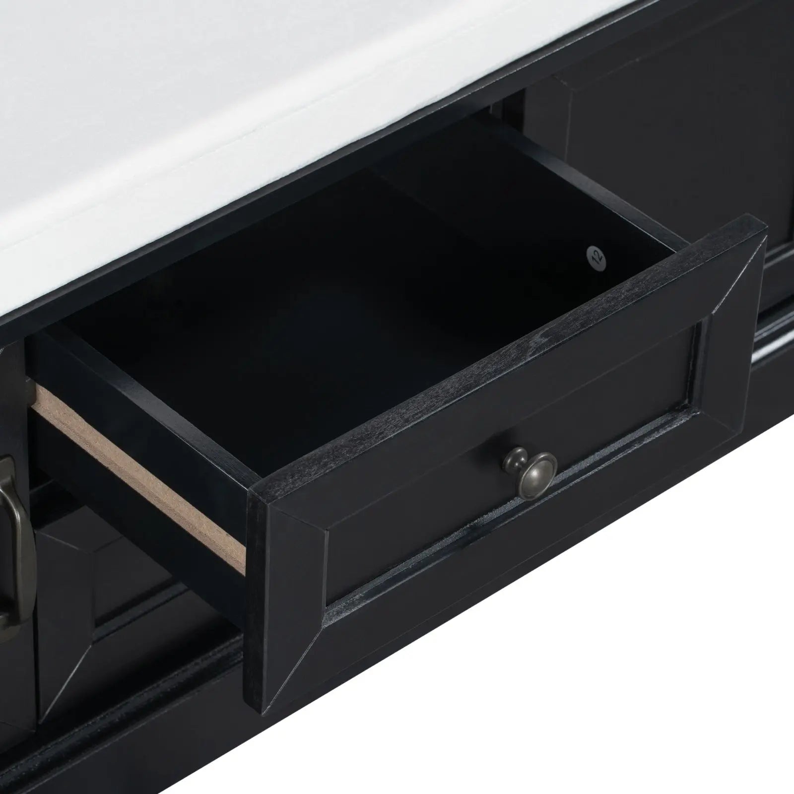 Storage Bench With Drawers, Cabinets & Removable Cushion For Living Room My Store