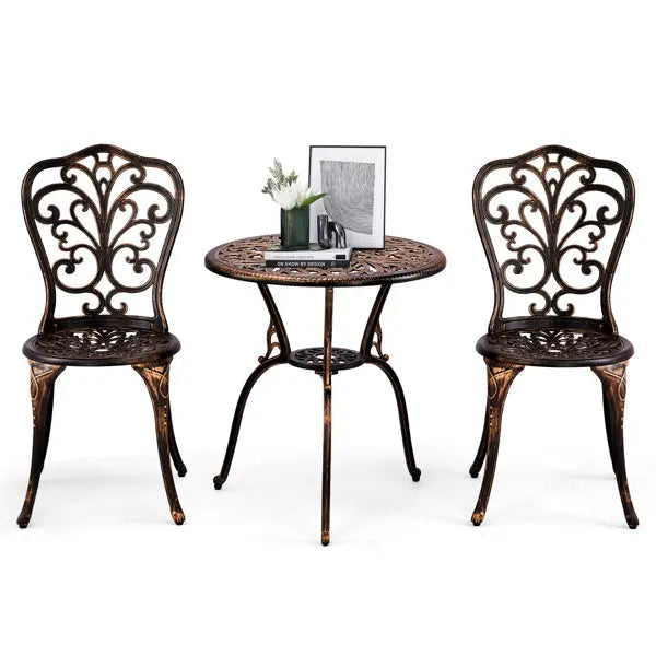 2pcs Single Chairs And 1pc Round Table Butterfly Shaped Antique Bronze Casting Set Inkedjoy