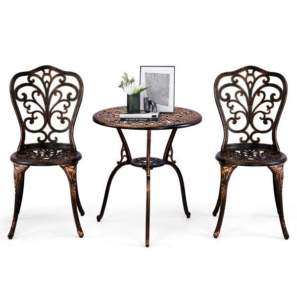 2pcs Single Chairs And 1pc Round Table Butterfly Shaped Antique Bronze Casting Set Inkedjoy