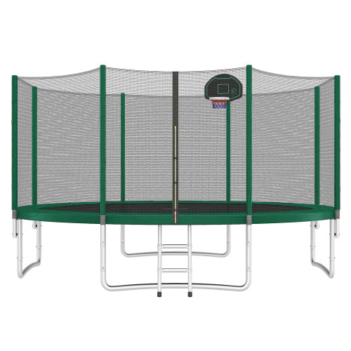 14FT Trampoline For Kids With Safety Enclosure Net, Basketball Hoop And Ladder My Store