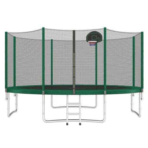 14FT Trampoline For Kids With Safety Enclosure Net, Basketball Hoop And Ladder My Store
