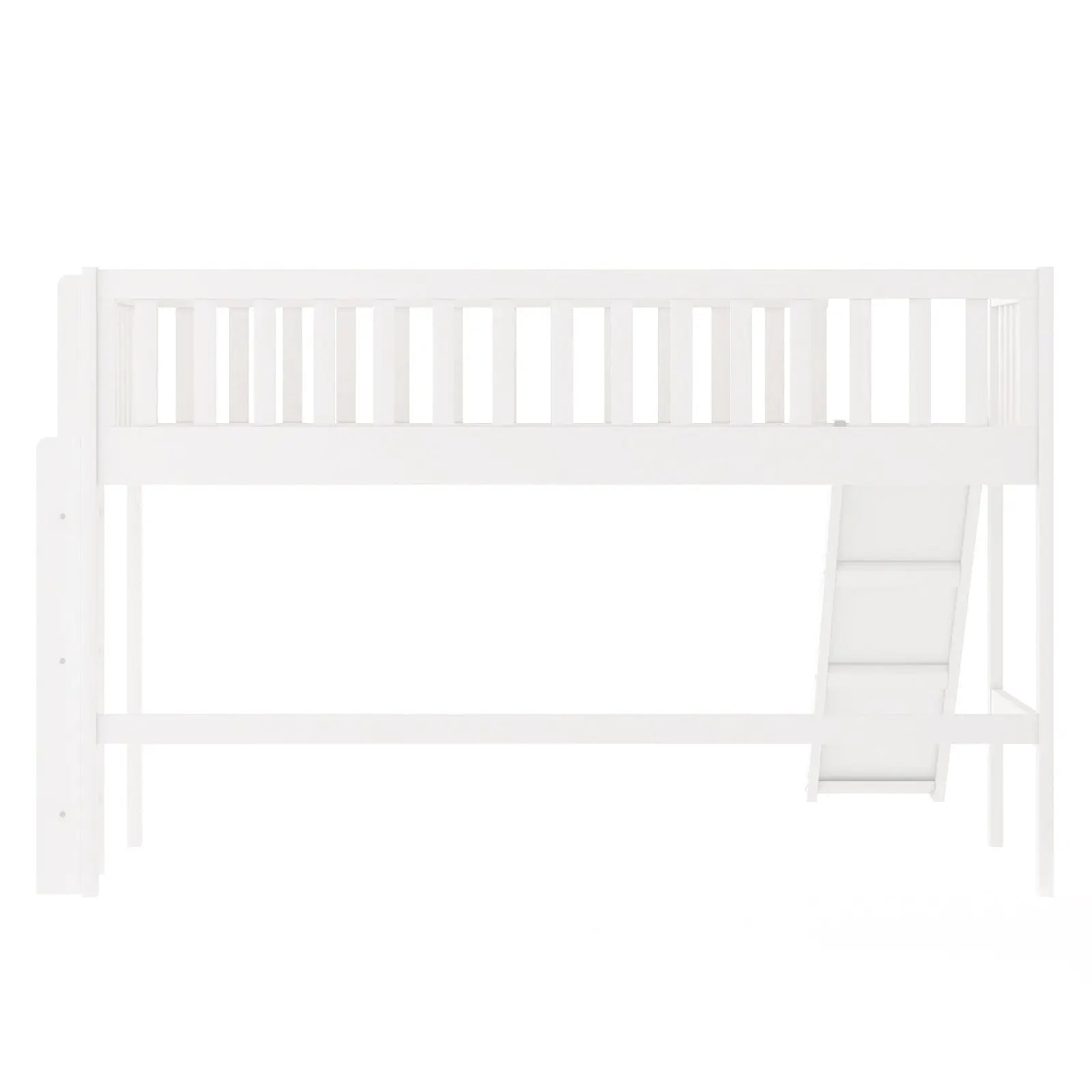 Twin Size Low Loft Bed With Ladder And Slide,White My Store