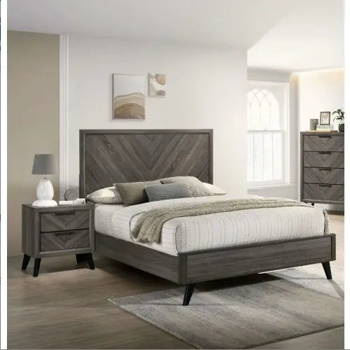 Gray Color 1pc Nightstand Bedroom Replicated Wood Grain My Store