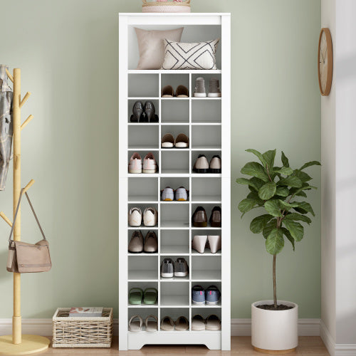 Stylish Design 30 Shoe Cabinet Console, Modern White Inkedjoy