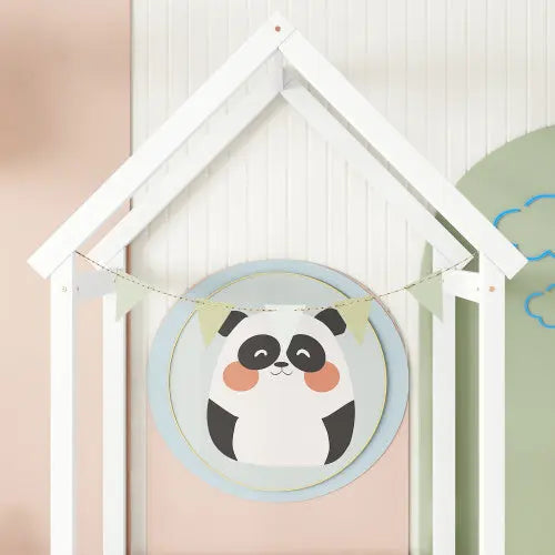 Twin House-shaped Roof Headboard Floor Bed,,without Slats,White My Store