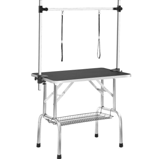 Professional Dog Pet Grooming Table Large Adjustable Heavy Duty Portable With Armrests And Lasso & Grid Tray Inkedjoy