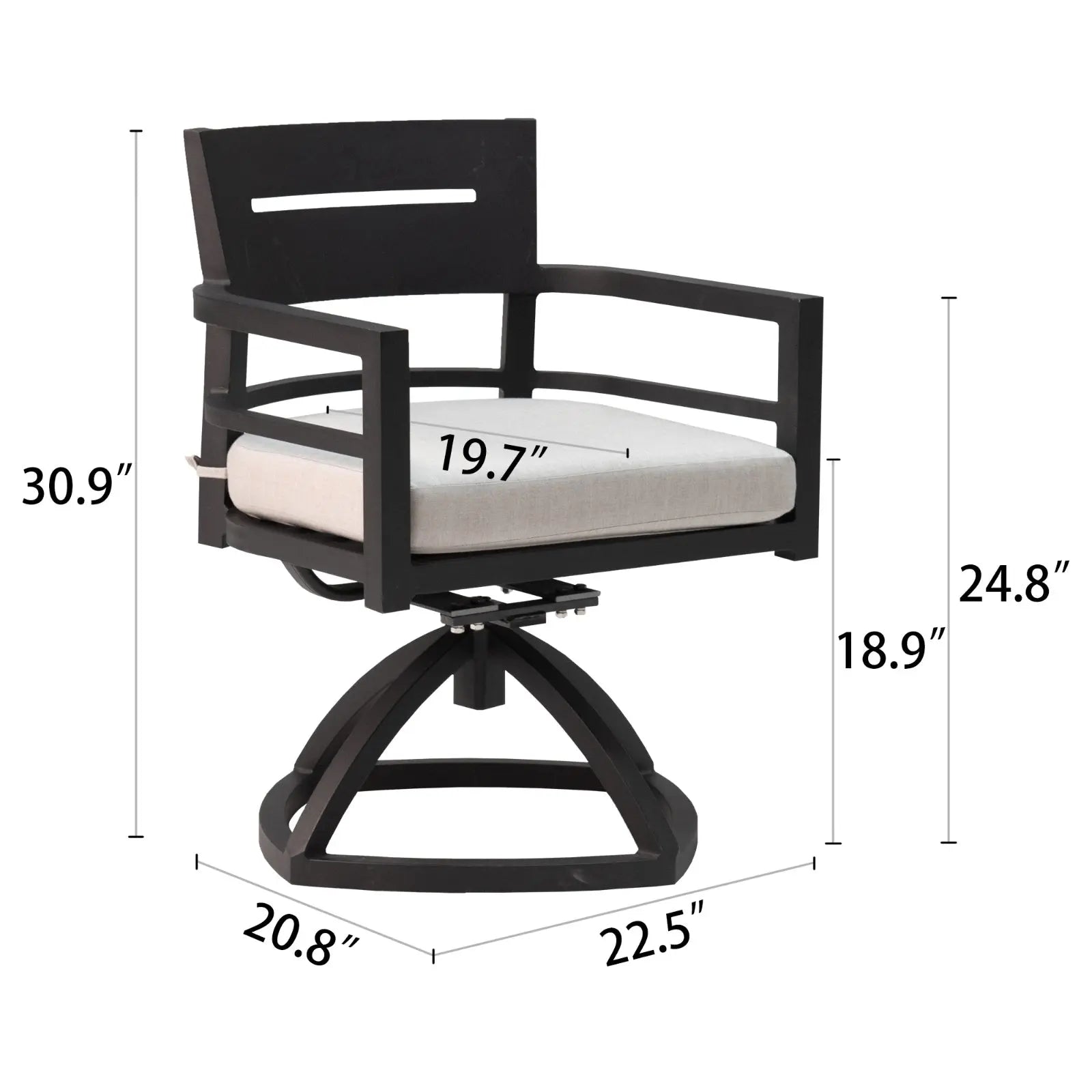 Outdoor Patio Aluminum Swivel Rocker 2PCS With Outdoor-grade Sunbrella Fabric Cushions, Ember Black My Store