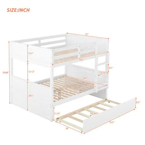 Full Over Full Bunk Bed With Twin Size Trundle My Store