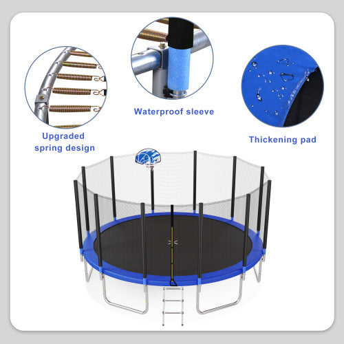16FT Trampoline For Kids With Safety Enclosure Net, Basketball Hoop And Ladder My Store