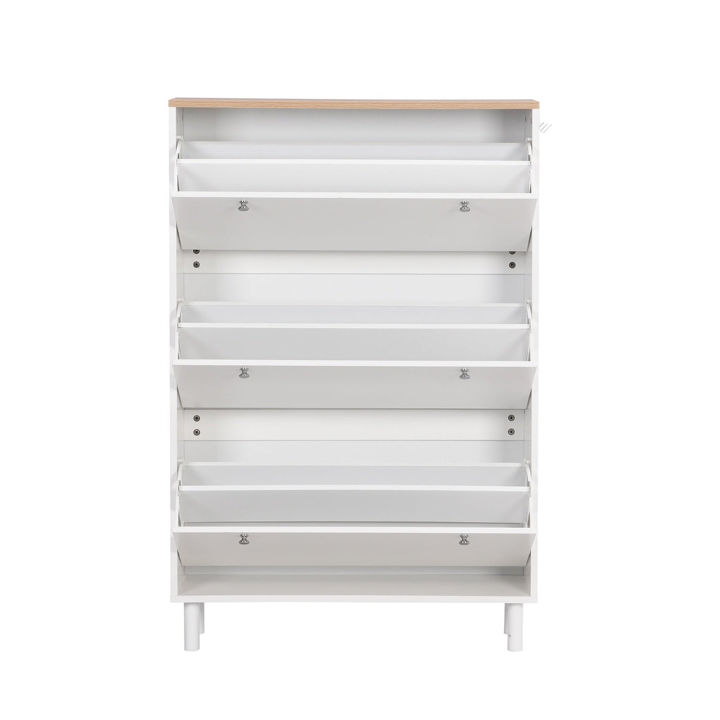 Narrow 3-Flip Drawer Shoe Cabinet Wood Grain Top Entryway Organizer Inkedjoy