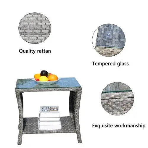 Outdoor Patio Furniture 1 Coffee Table With Clear Tempered Glass My Store