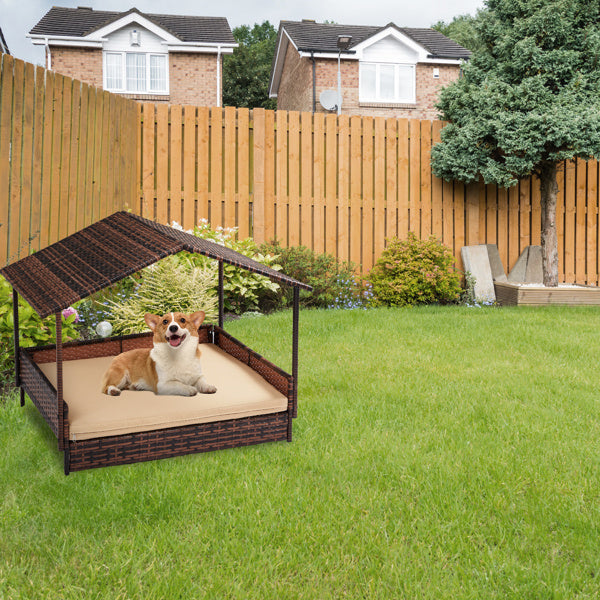 Herringbone Top Brown Gradient Rattan Beige Mat Cat And Dog House My Store